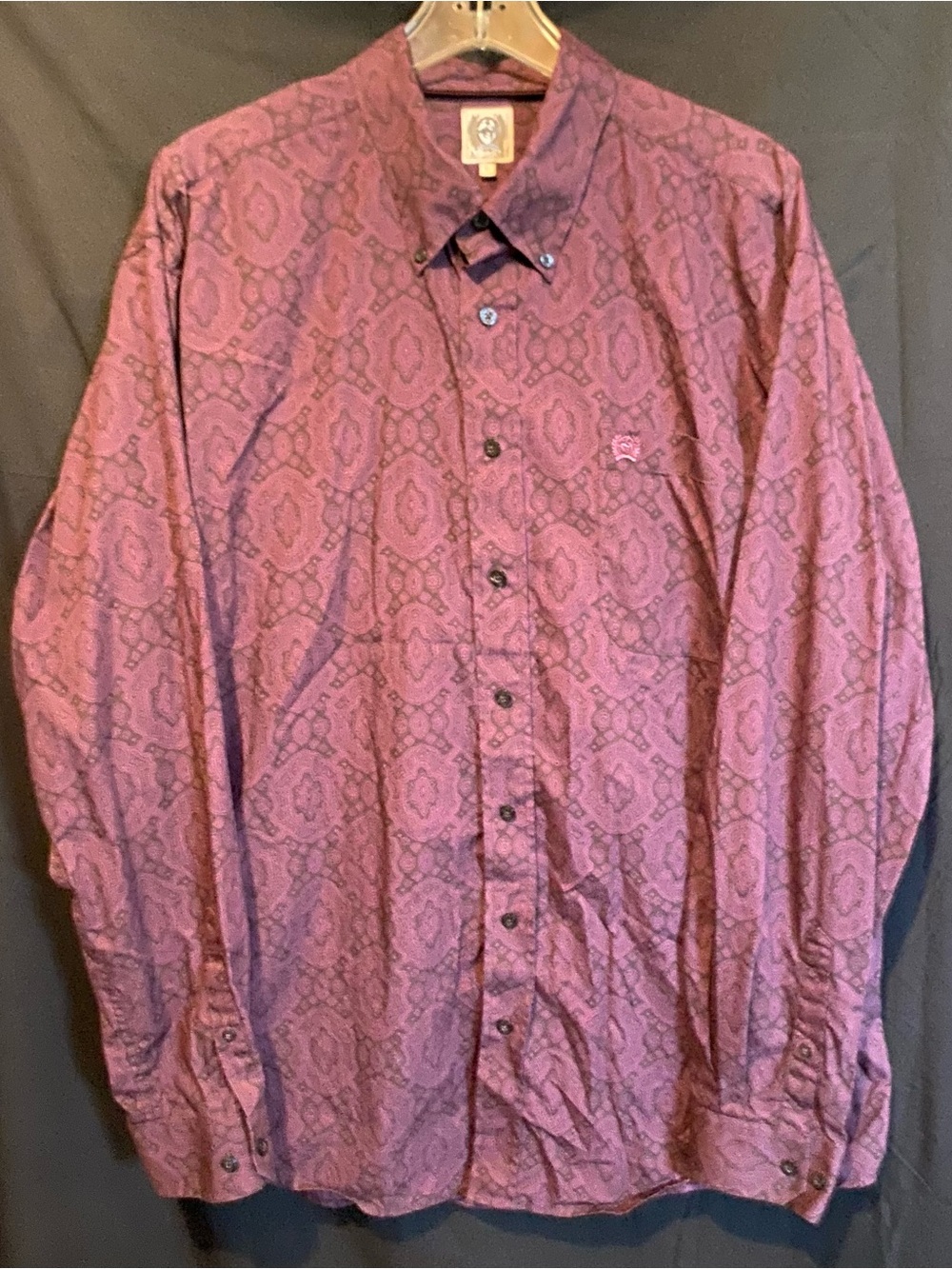 Cinch Men's Button-Down Dress Shirt - Wine Pattern